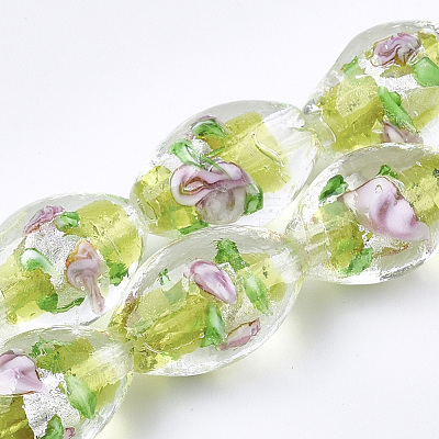 Handmade Silver Foil Glass Lampwork Beads X-LAMP-Q030-02M-1