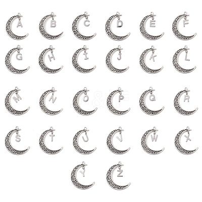 26Pcs Alloy Letter Pendants PALLOY-JF02578-1