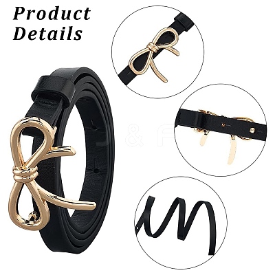 3Pcs 3 Colors Alloy Bowknot PU Leather Chain Belts for Women AJEW-CL0001-14A-1