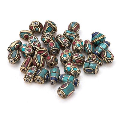 50PCS Mixed Antique Golden Handmade Tibetan Style Beads TIBEB-PH0003-01-WH-1