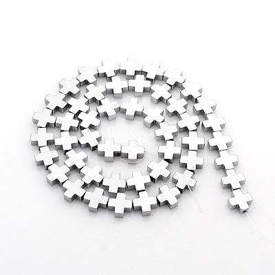 Greek Cross Electroplate Non-magnetic Synthetic Hematite Beads Strands G-P046-06A-1