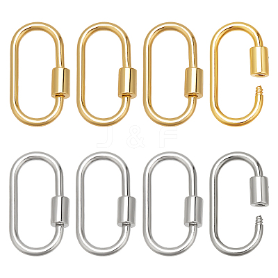 8Pcs 2 Colors Brass Screw Carabiner Lock Charms KK-NB0003-52-1
