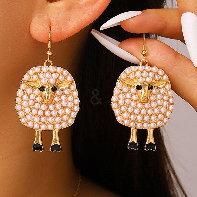 Alloy & Plastic Pearl & Rhinestone Dangle Earrings WG338F7-04-1