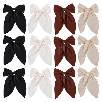 12Pcs 4 Colors Polyester & Iron Alligator Hair Clips PHAR-ME0001-01-1
