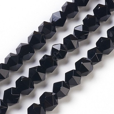 Natural Black Onyx Beads Strands G-K282-01B-1