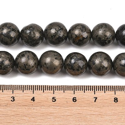 Natural Pyrite Beads Strands G-P303-01-10mm-16-1