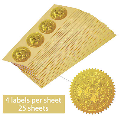 Plastic Self Adhesive Gold Foil Embossed Stickers DIY-WH0211-374-1