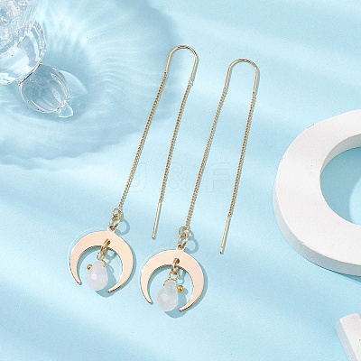 Natural Rose Quartz Teardrop Dangle Stud Earrings EJEW-JE05712-04-1