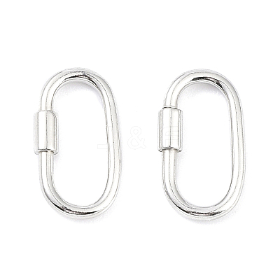 Rhodium Plated 925 Sterling Silver Locking Carabiner Clasps STER-K173-20S-01-1