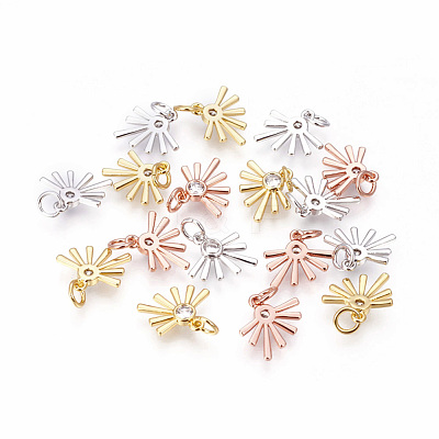 Brass Micro Pave Cubic Zirconia Charms ZIRC-F095-02-1