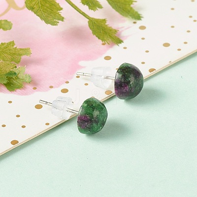 Half Round Natural Mixed Gemstone Stud Earrings for Girl Women X-EJEW-JE04664-1