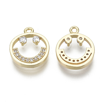 Brass Micro Pave Clear Cubic Zirconia Charms KK-S348-544-NF-1