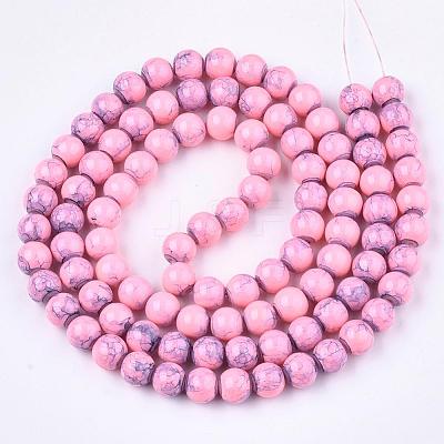 Spray Painted Glass Beads Strands X-GLAD-S075-6mm-68-1