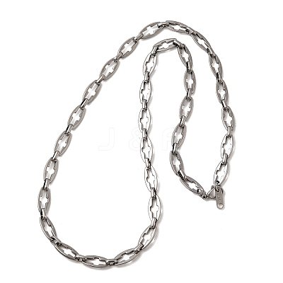 304 Stainless Steel Cross Link Chain Necklaces for Women Men NJEW-JN05431-01-1