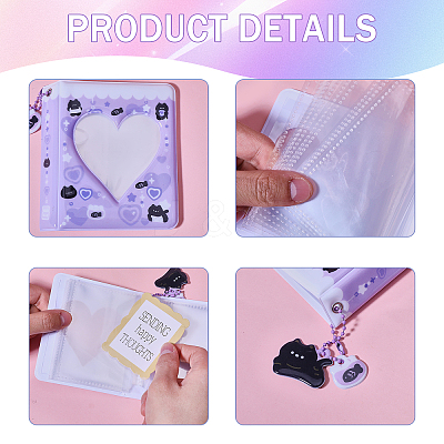 4Pcs 4 Colors 3 Inch Heart Window PVC Photo Albums AJEW-GL0002-85-1