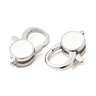 Flat Round Brass Enamel Lobster Claw Clasps KK-Z147-02P-01B-1