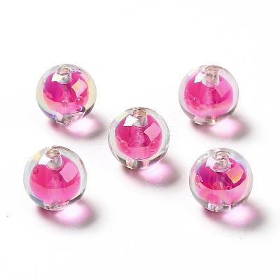 Two Tone UV Plating Rainbow Iridescent Acrylic Beads TACR-D010-03A-03-1