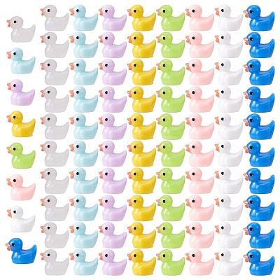 80 Pcs Tiny Ducks Mini Resin Duck Colorful Mini Duck Bulk Fairy Tale Garden Animal Sculpture Resin Duck Image for Miniature Landscape JX344A-1