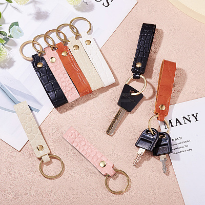 10Pcs 5 Colors PU Leather Keychain KEYC-TA0001-33-1