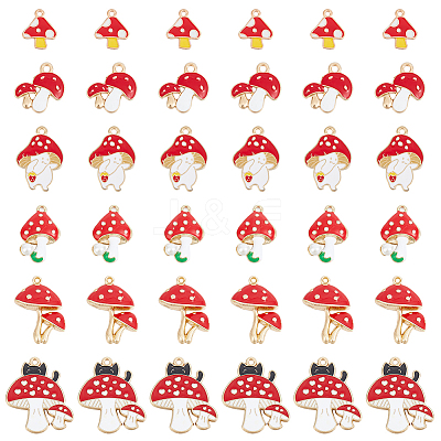 36Pcs 6 Styles Autumn Theme Alloy Enamel Pendants ENAM-HY0003-07-1