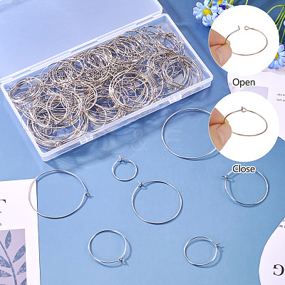 168Pcs 7 Styles 316L Surgical Stainless Steel Hoop Earring Findings STAS-TA0002-82-1
