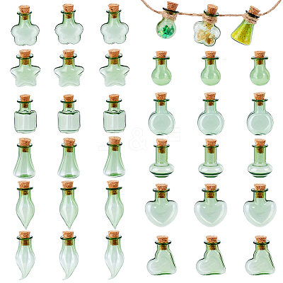 33Pcs 11 Styles Glass Cork Bottles Ornament AJEW-PH0025-20-1