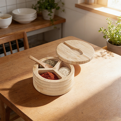 Bamboo Storage Containers with Lid AJEW-WH0609-793-1