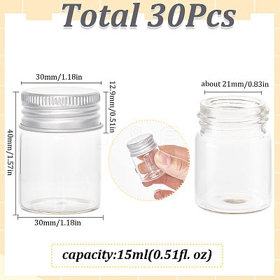 30Pcs Clear Glass Bottles Bead Containers CON-SC0001-11S-01-1