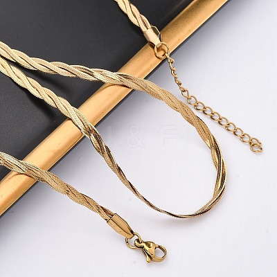 304 Stainless Steel Twisted Snake Chain Necklaces X-NJEW-Q013-08G-1