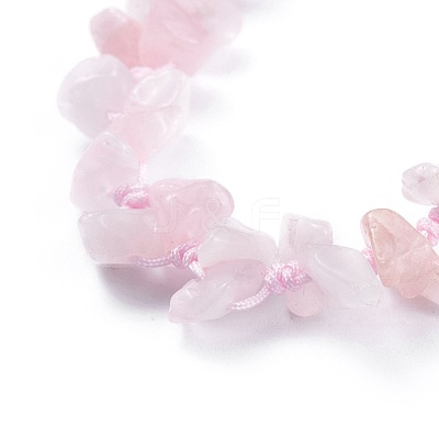 Adjustable Natural Rose Quartz Chip Beads Braided Bead Bracelets BJEW-JB04392-01-1