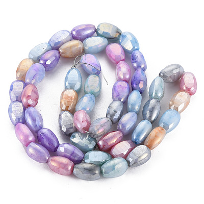 Opaque Baking Paint Crackle Glass Beads Strands EGLA-S174-21I-1