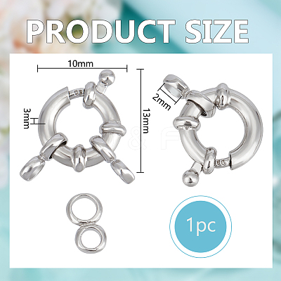 1Pc 925 Sterling Silver Spring Ring Clasps STER-BC0003-01A-1