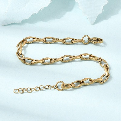 4.5MM 304 Stainless Steel Twisted Oval Link Chain Bracelets for Man and Women SA-CBAB767-17B-G-1