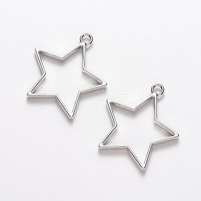 Rack Plating Alloy Star Open Back Bezel Pendants X-PALLOY-S047-40F-FF-1