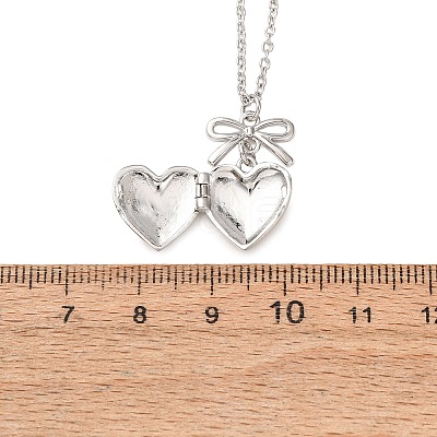 Brass Enamel Bowknot Angel Heart Photo Locket Pendant Necklaces for Women KK-CBAF5B9-03P-1