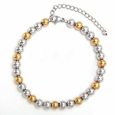 Non-Tarnish Simple Fashion Round 304 Stainless Steel Beaded Bracelets for Women UG2742-18-1