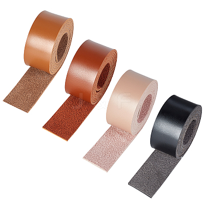 4 Rolls 4 Colors Flat Single Face Imitation Leather Cords LC-BC0001-01-1