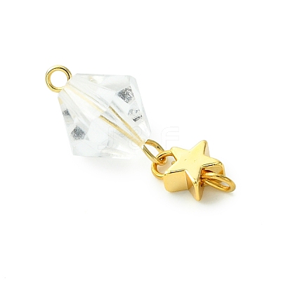 5Pcs Glass & Acrylic & Brass Pendants PALLOY-JF03069-1
