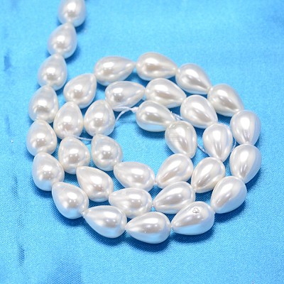Teardrop Shell Pearl Bead Strands BSHE-L015-8x11-01-1