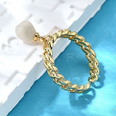 Brass Curb Chain Cuff Rings for Women RJEW-Z085-03G-01-1