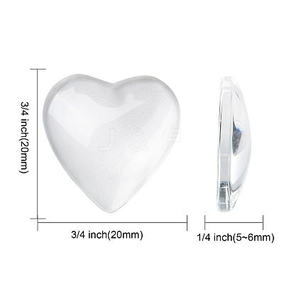 Transparent Glass Heart Cabochons X-GGLA-R021-20mm-1