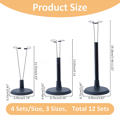12 Sets 3 Styles Plastic with Iron Doll Support for Models ODIS-FH0001-18-1