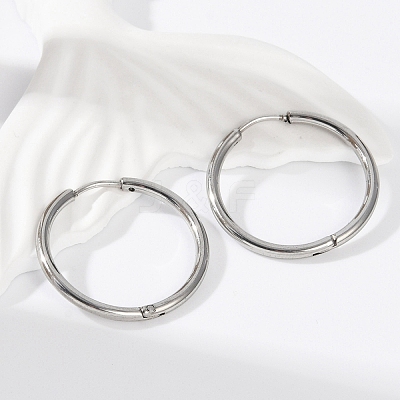 Tarnish Resistant 304 Stainless Steel Huggie Hoop Earrings EJEW-G272-02-20mm-P-1