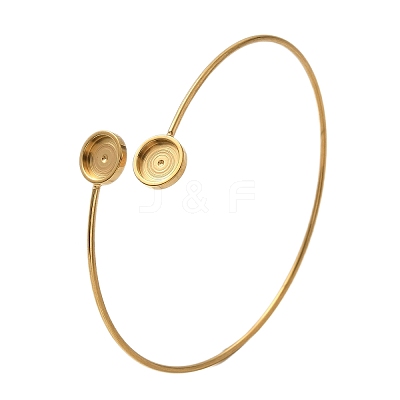 Ion Plating(IP) 304 Stainless Steel Cuff Blank Bangle Bases with Round Tray STAS-Z088-03B-G-1