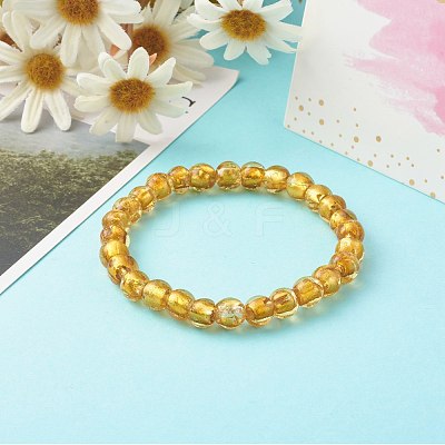 Handmade Silver Foil Glass Beaded Stretch Bracelets BJEW-JB06464-03-1