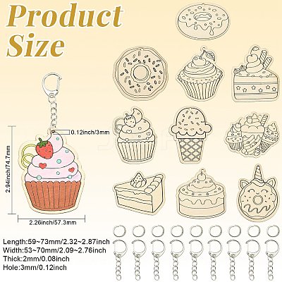 36Pcs Dessert Wooden Keychains ST-CJ0028-15-1
