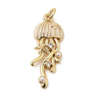 Brass Enamel Pendants KK-CJC0013-16G-06-1