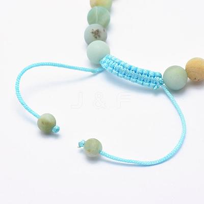 Natural Amazonite Braided Bead Bracelets BJEW-F276-G10-1