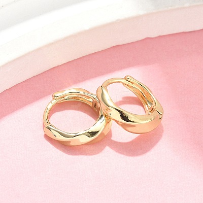Twist Brass Hoop Earrings EJEW-Z102-12G-1