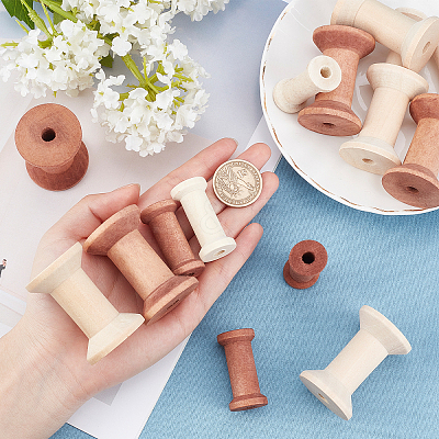16Pcs 4 Style Wooden Empty Spools for Wire WOOD-PH0002-17-1